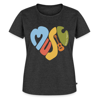 Damen Premium T-Shirt - "Music Love" - Anthrazit meliert