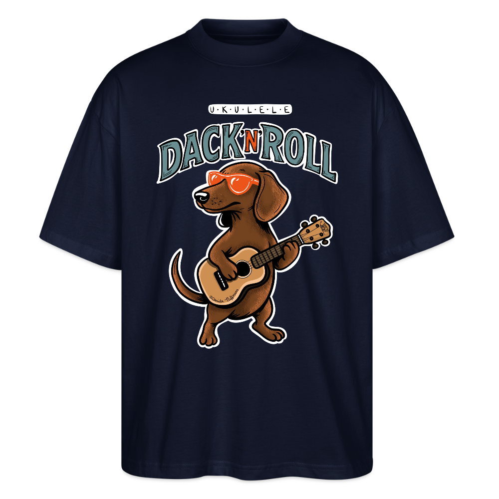 Ukulele Damen T-Shirt - „Dack’n’Roll“ - CURVY VIBES - Navy