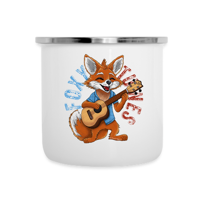 Ukulele Emaille-Tasse - "Foxy Tunes" - Weiß