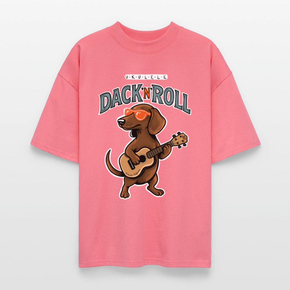Ukulele Damen T-Shirt - „Dack’n’Roll“ - CURVY VIBES - Pink 