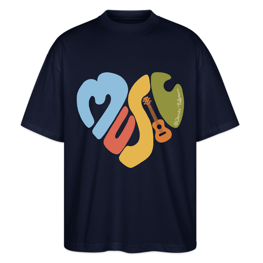 Ukulele Damen T-Shirt - "Music love" - CURVY VIBES - Navy