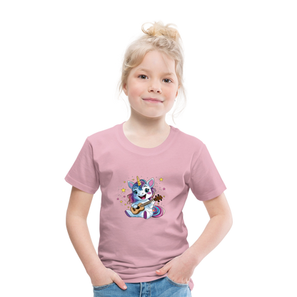 Kinder Premium T-Shirt "Ukulele-Einhorn" - Hellrosa