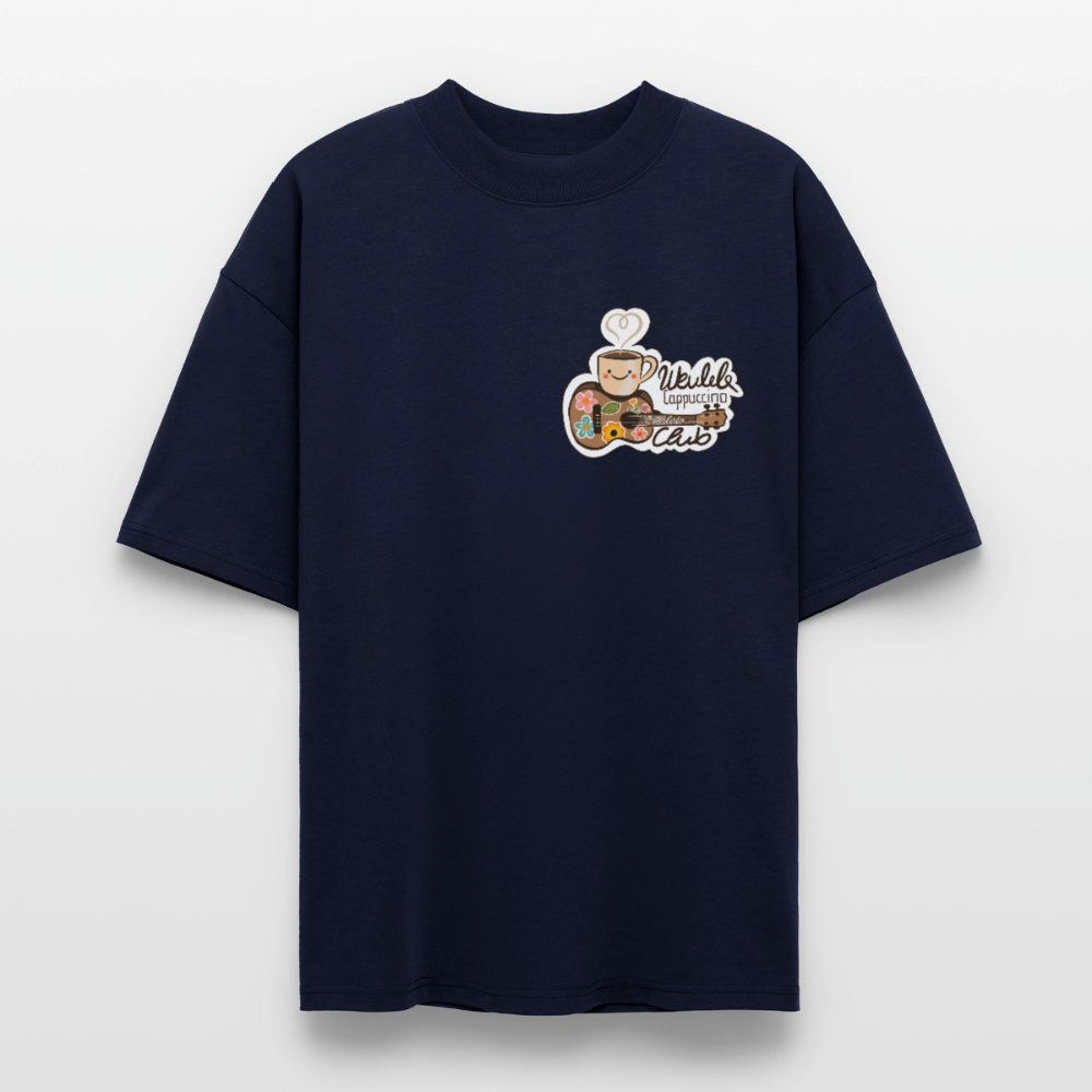 Ukulele Damen T-Shirt - „Ukulele Cappuccino Club“ - CURVY VIBES - Navy