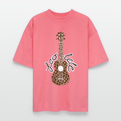 Ukulele Damen T-Shirt - "Leo-lele" - CURVY VIBES - Pink 