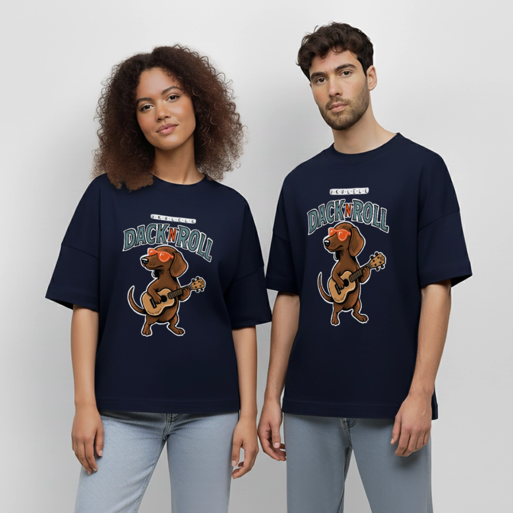 Ukulele Damen T-Shirt - „Dack’n’Roll“ - CURVY VIBES - Navy