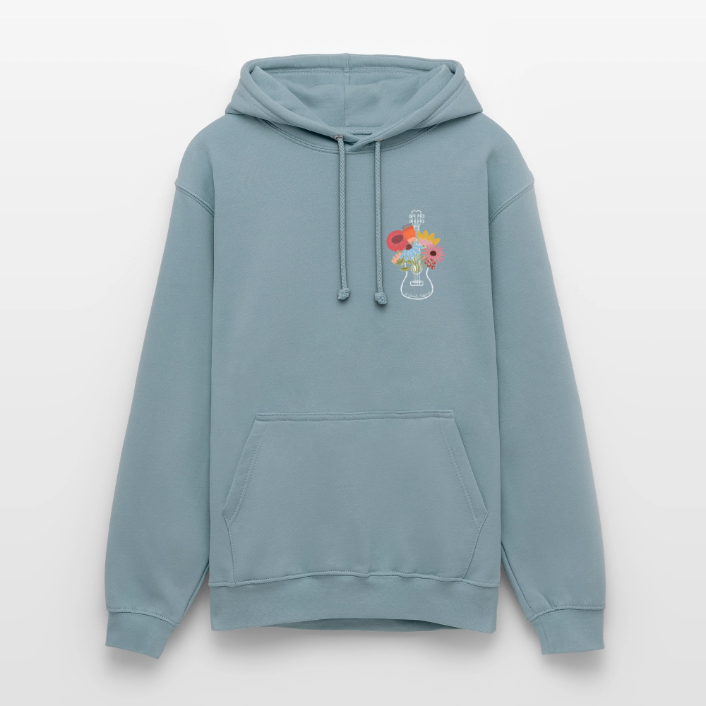 Ukulele Unisex Hoodie - "Flower Power" - Nebelblau