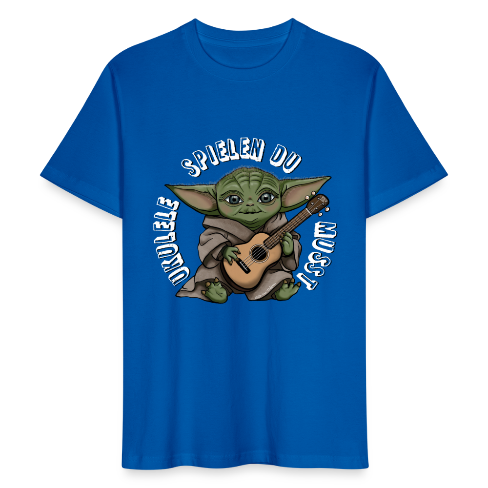 Ukulele T-Shirt Unisex - "Meister Yoda: Ukulele spielen du musst" - Pfauenblau