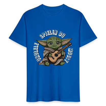 Ukulele T-Shirt Unisex - "Meister Yoda: Ukulele spielen du musst" - Pfauenblau