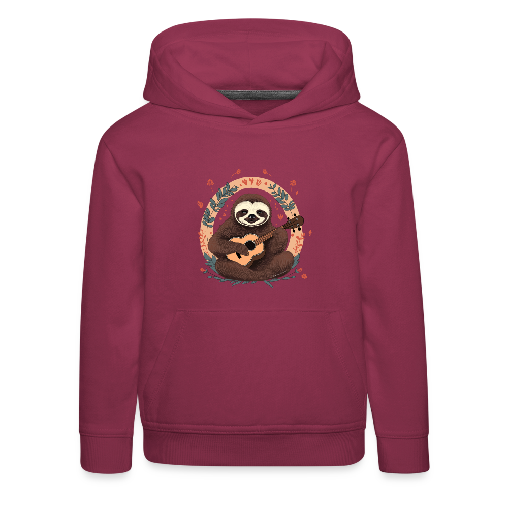 Kinder Premium Hoodie - Ukulele Faultier - Bordeaux