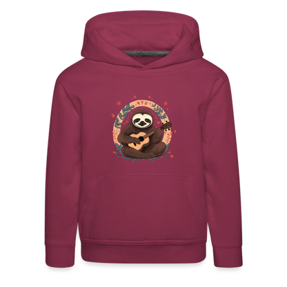 Kinder Premium Hoodie - Ukulele Faultier - Bordeaux