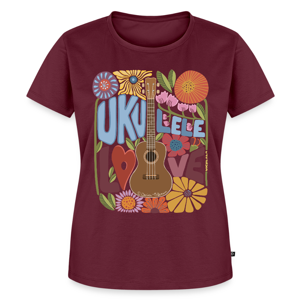 Damen Premium T-Shirt - "Ukulele love" - Burgunderrot
