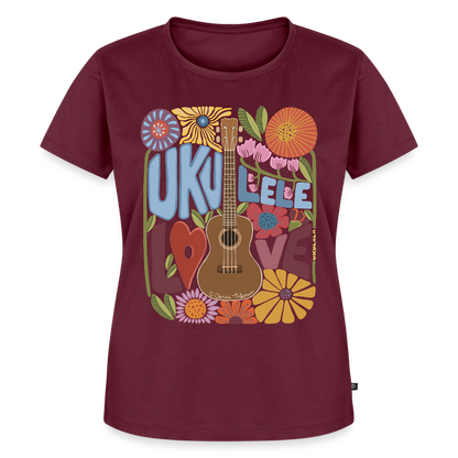 Damen Premium T-Shirt - "Ukulele love" - Burgunderrot
