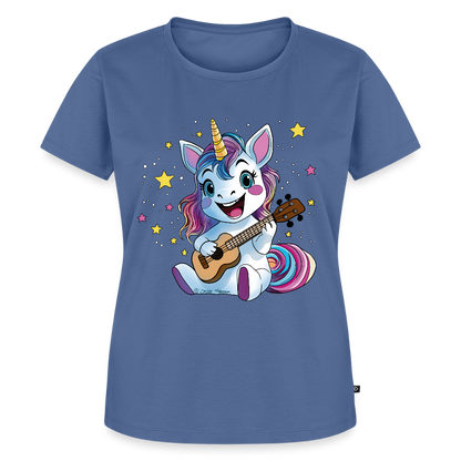 Damen Premium T-Shirt - "Ukulele-Einhorn" - Taubenblau