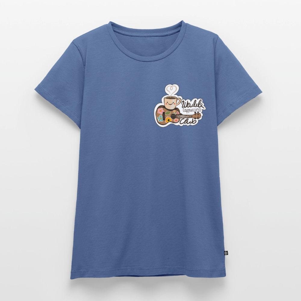 Damen Premium T-Shirt - „Ukulele Cappuccino Club" - Taubenblau