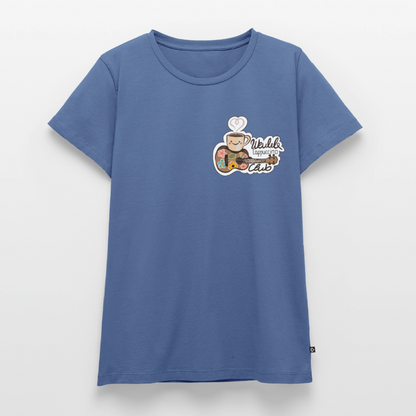 Damen Premium T-Shirt - „Ukulele Cappuccino Club" - Taubenblau