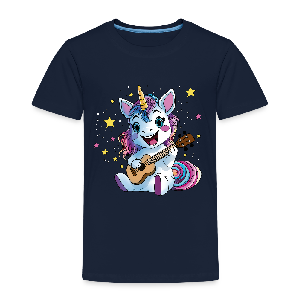 Kinder Premium T-Shirt "Ukulele-Einhorn" - Navy
