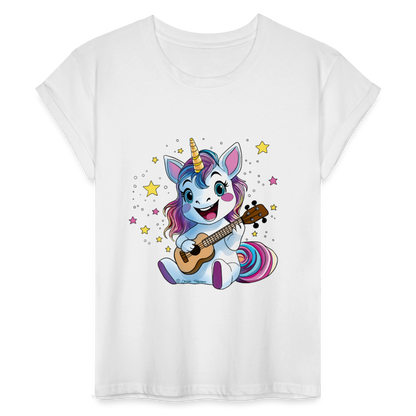 Ukulele Damen T-Shirt - "Ukulele-Einhorn" - Weiß