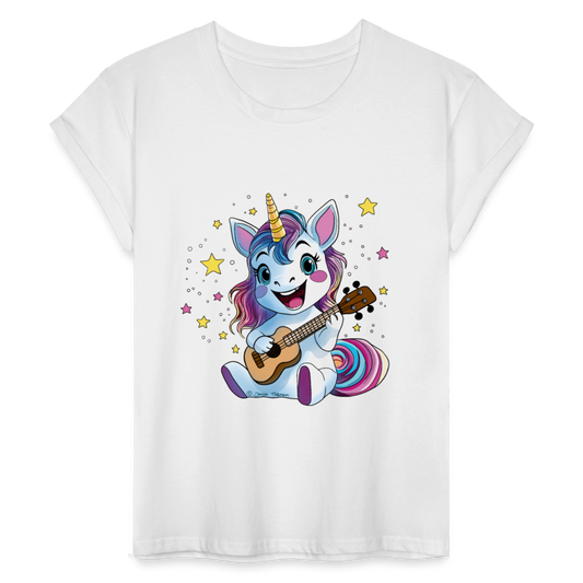 Ukulele Damen T-Shirt - "Ukulele-Einhorn" - Weiß
