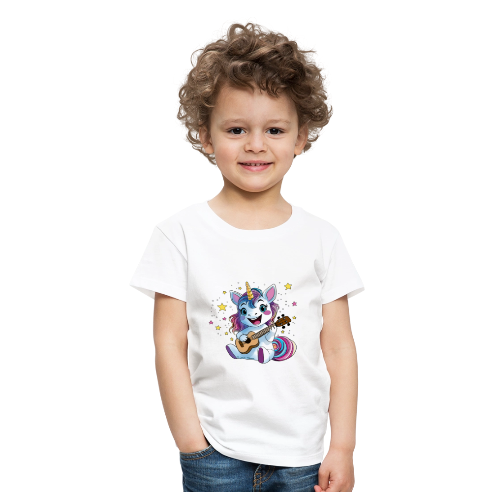 Kinder Premium T-Shirt "Ukulele-Einhorn" - Weiß