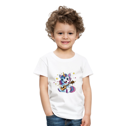 Kinder Premium T-Shirt "Ukulele-Einhorn" - Weiß