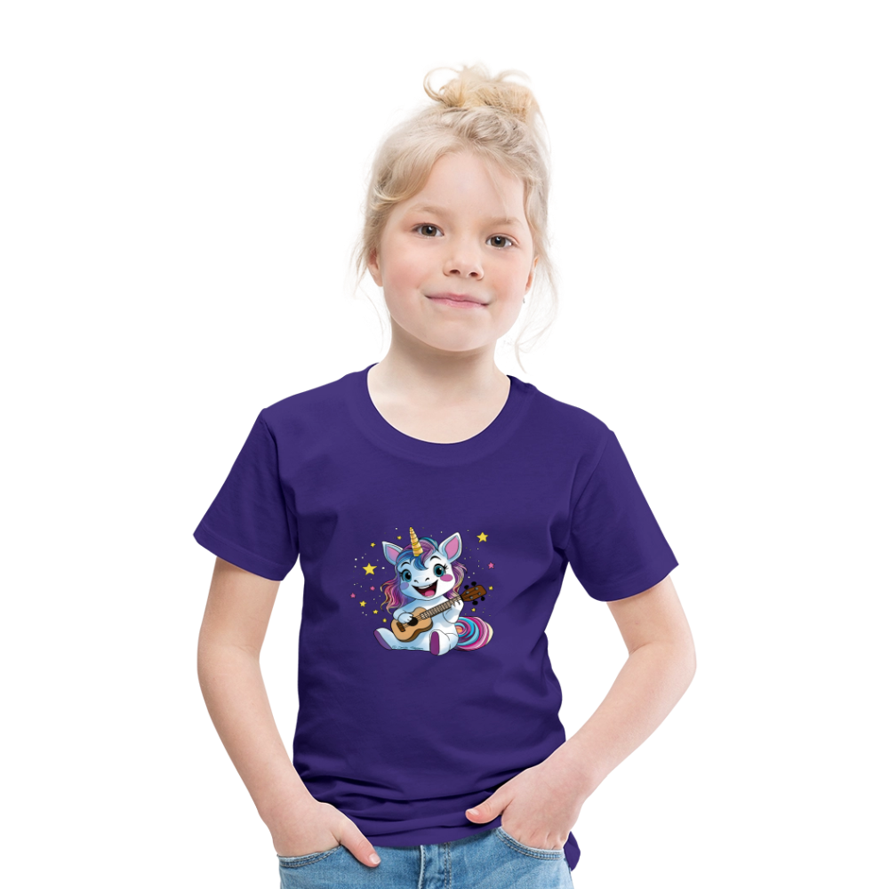 Kinder Premium T-Shirt "Ukulele-Einhorn" - Lila
