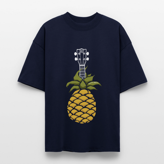 Ukulele Damen T-Shirt - "Pineapple Jam" - CURVY VIBES - Navy