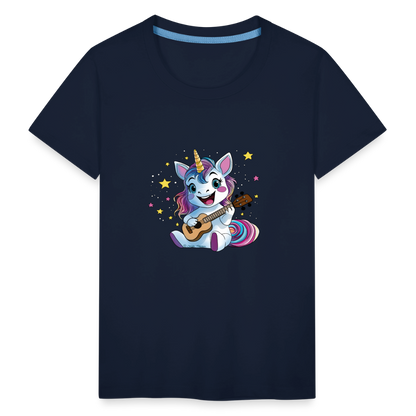 Kinder Premium T-Shirt "Ukulele-Einhorn" - Navy