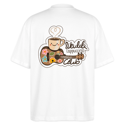 Ukulele Damen T-Shirt - „Ukulele Cappuccino Club“ - CURVY VIBES - Weiß