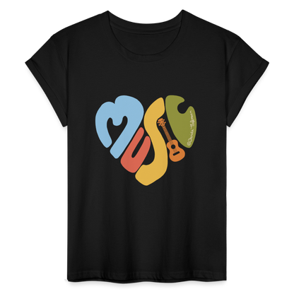 Ukulele Damen T-Shirt - "Music love" - Schwarz