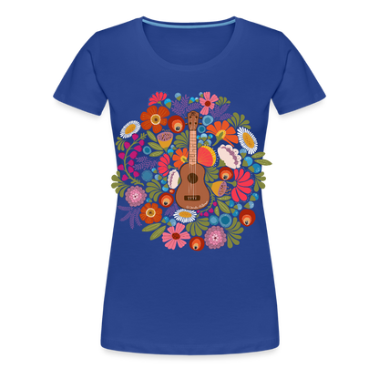 Damen Premium T-Shirt - Ukulele im Blumenmeer - Königsblau