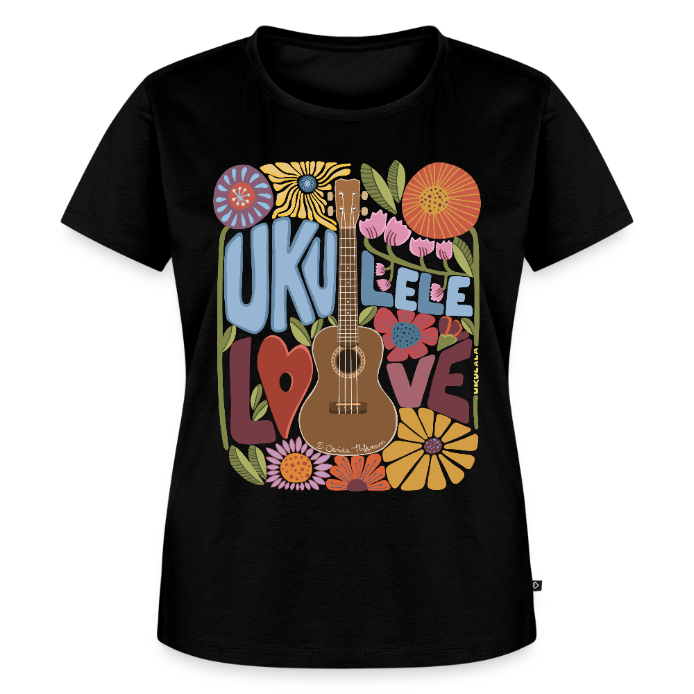 Damen Premium T-Shirt - "Ukulele love" - Schwarz