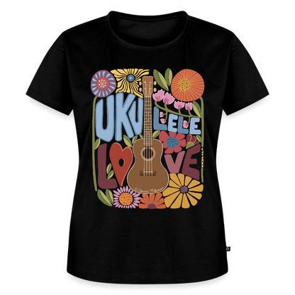 Damen Premium T-Shirt - "Ukulele love" - Schwarz