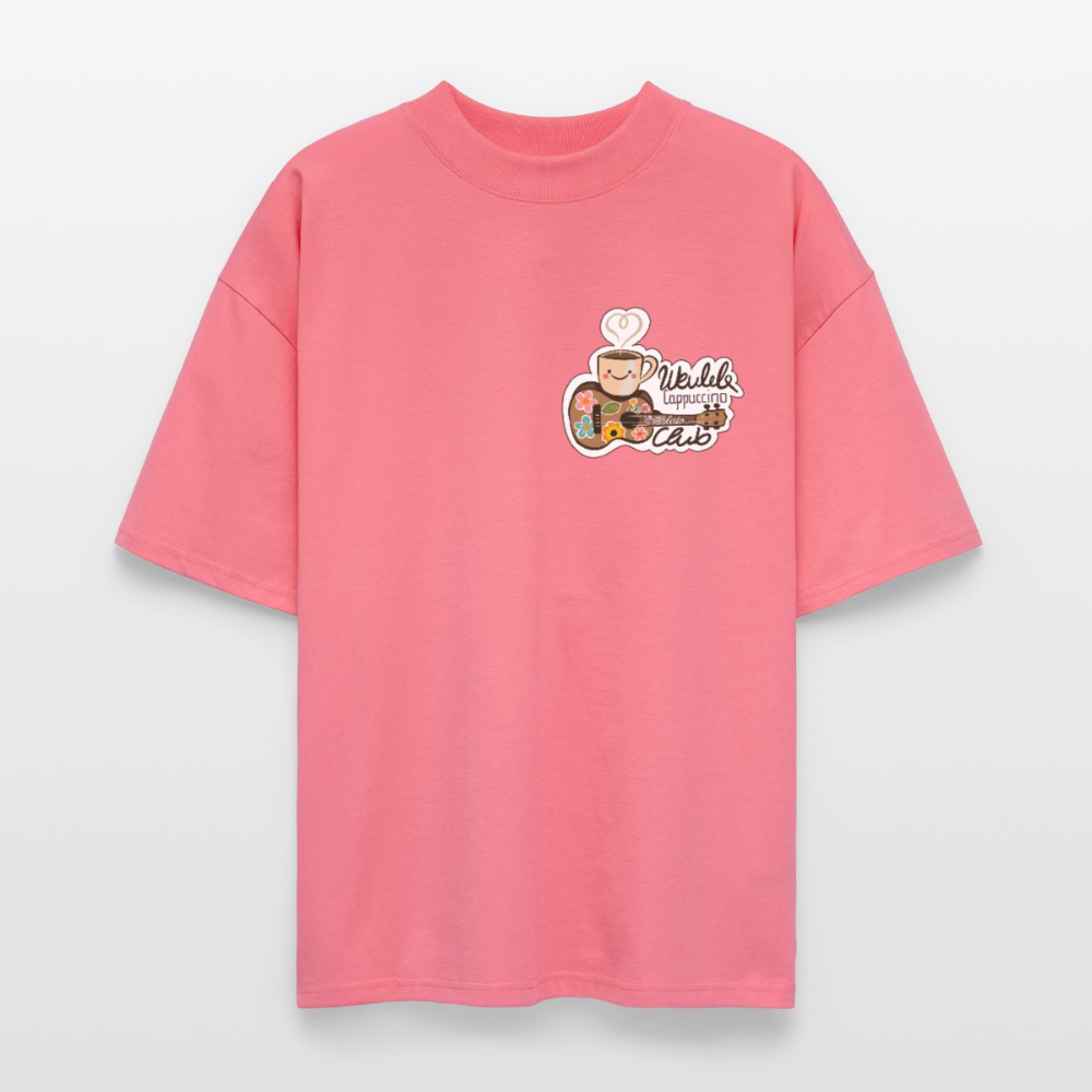 Ukulele Damen T-Shirt - „Ukulele Cappuccino Club“ - CURVY VIBES - Pink 