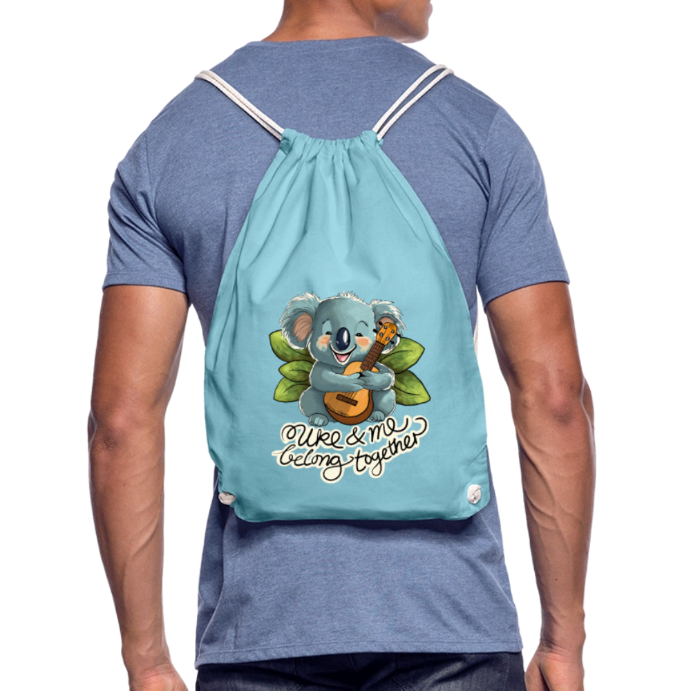 Ukulele Turnbeutel - "Uke and me belong together" - Aqua