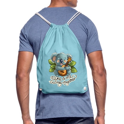 Ukulele Turnbeutel - "Uke and me belong together" - Aqua