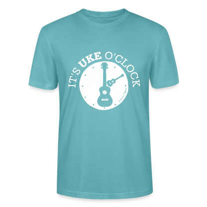 Unisex Ukulele-T-Shirt - "It's UKE o'clock" - Pastelltürkis