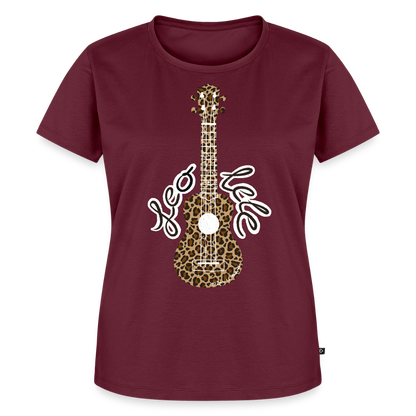 Damen Premium T-Shirt - "Leo-lele" - Burgunderrot