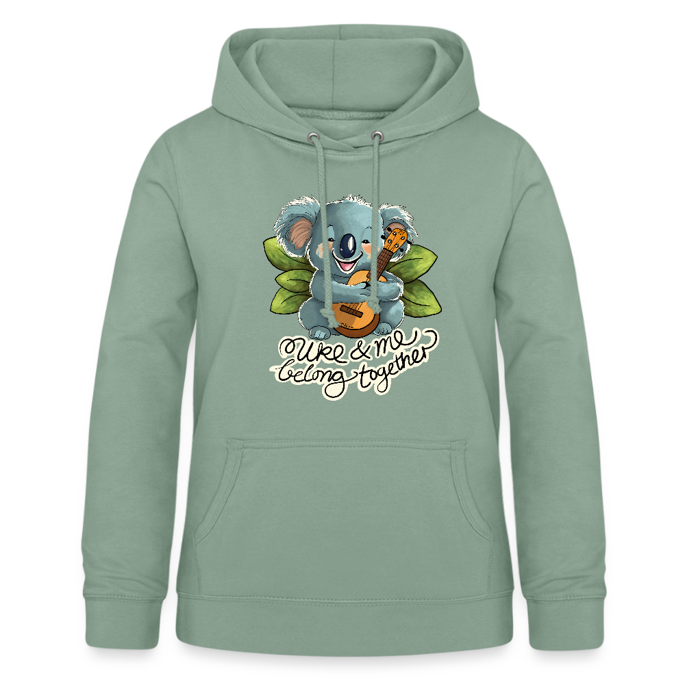 Frauen Hoodie - "Uke and me belong together" - Graugrün