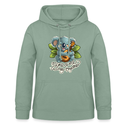 Frauen Hoodie - "Uke and me belong together" - Graugrün