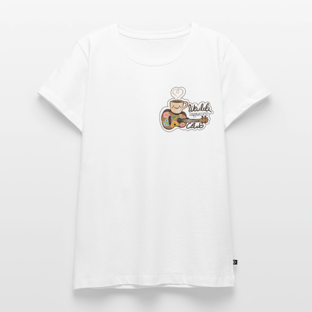 Damen Premium T-Shirt - „Ukulele Cappuccino Club" - Weiß