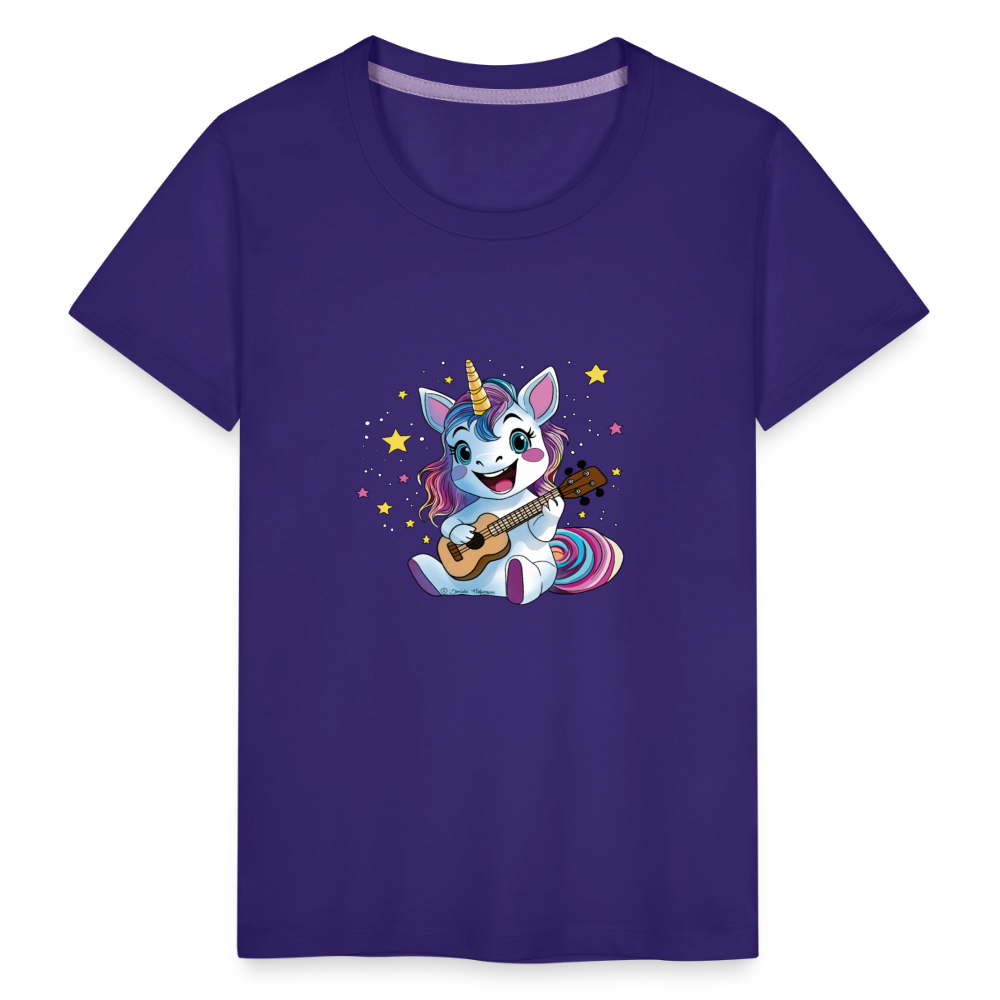 Kinder Premium T-Shirt "Ukulele-Einhorn" - Lila