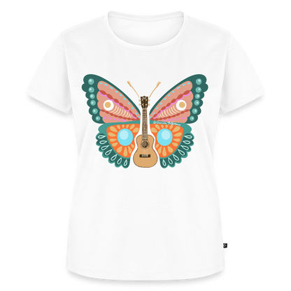 Damen Premium T-Shirt - "Ukulele Schmetterling" - Weiß