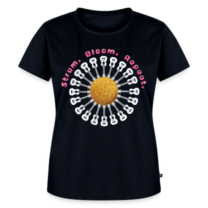 Damen Premium T-Shirt - "Strum. Bloom. Repeat." - Navy