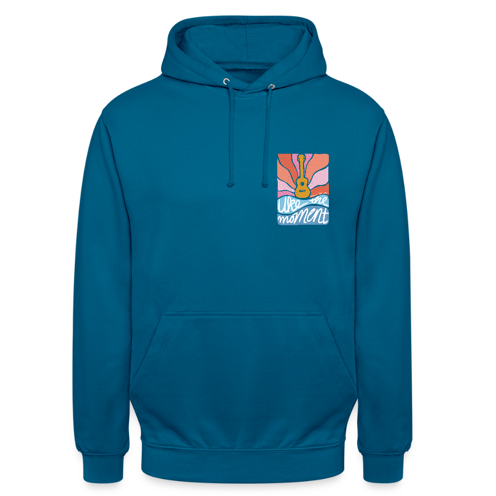 Ukulele Unisex Hoodie - "Uke the moment" - Tiefseeblau 