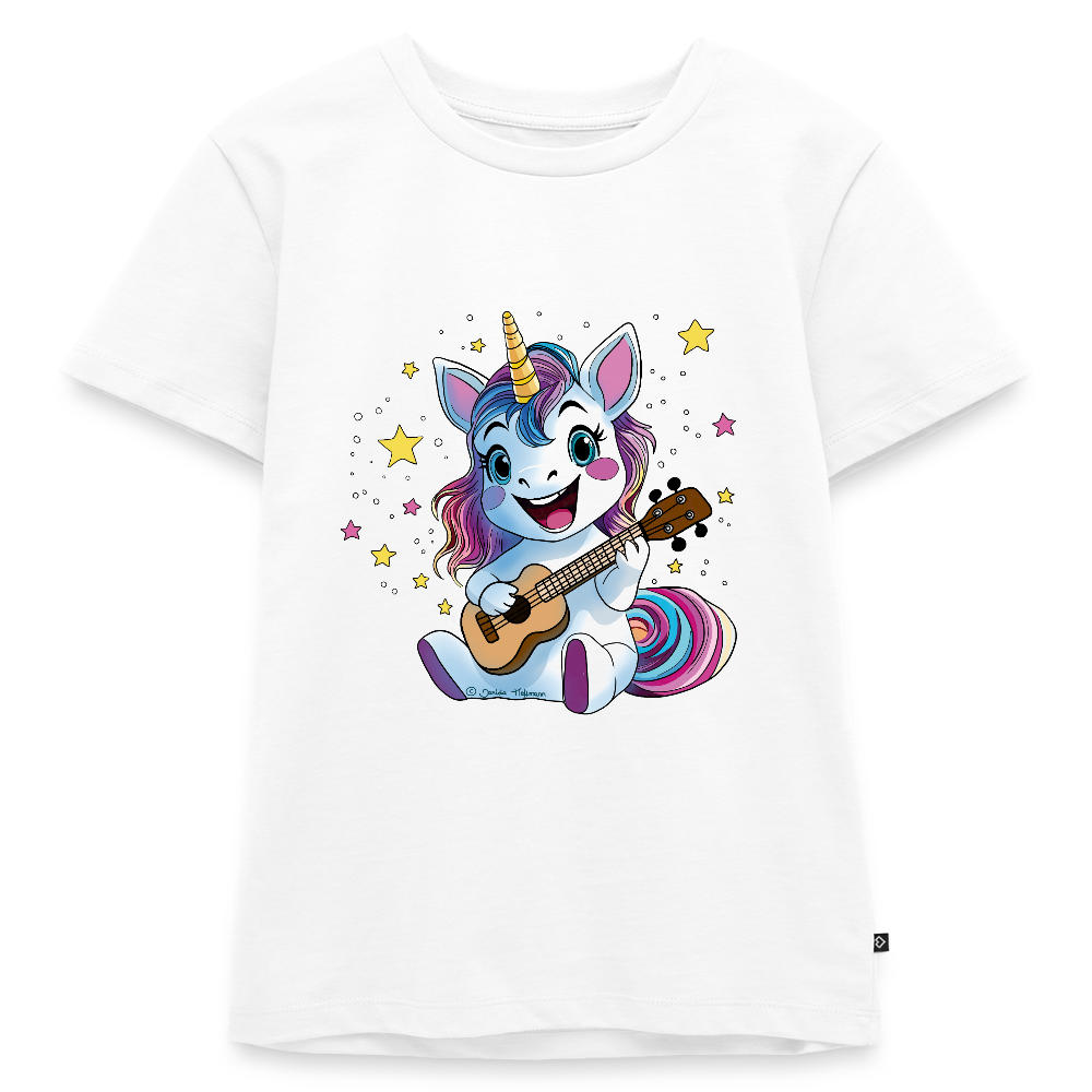 Kinder Premium T-Shirt "Ukulele-Einhorn" - Weiß
