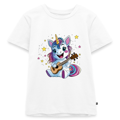 Kinder Premium T-Shirt "Ukulele-Einhorn" - Weiß