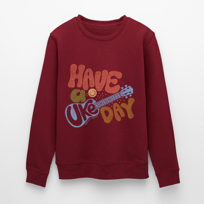 Ukulele-Sweatshirt - "Have a Uke day" - Burgunderrot