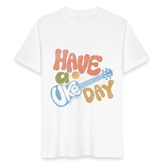 Ukulele T-Shirt Unisex - "Have a Uke Day" - Weiß