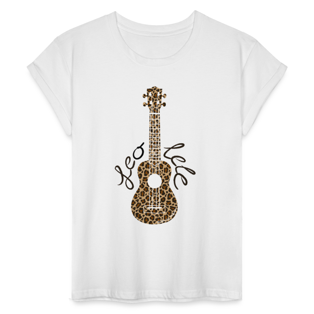 Ukulele Damen T-Shirt Oversize - "Leo-lele" - Weiß