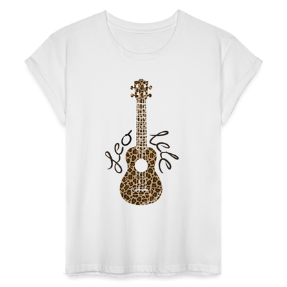 Ukulele Damen T-Shirt Oversize - "Leo-lele" - Weiß